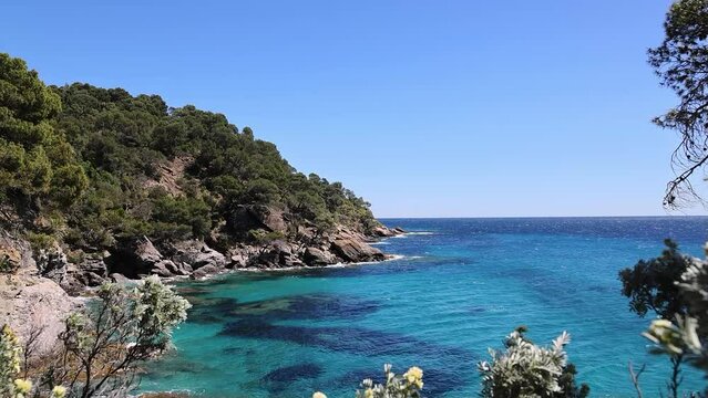 Cliffs on the Mediterranean in France in spring