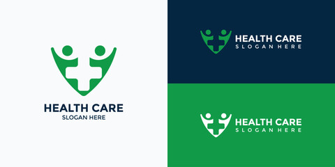 green and blue health and medical logo