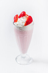 strawberry milkshake on the white