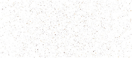 Naklejka premium Coffee or chocolate powder, flying dust particles. Seamless white paper texture with brown dust particles. Cardboard paper gritty texture. Crushed granules of sand or brown sugar. Vector illustration