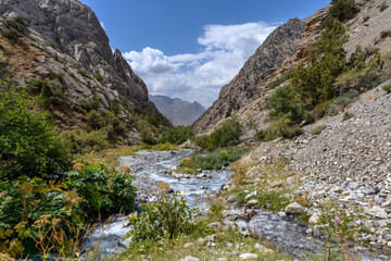 A stormy river in the mountains of Tajikistan.