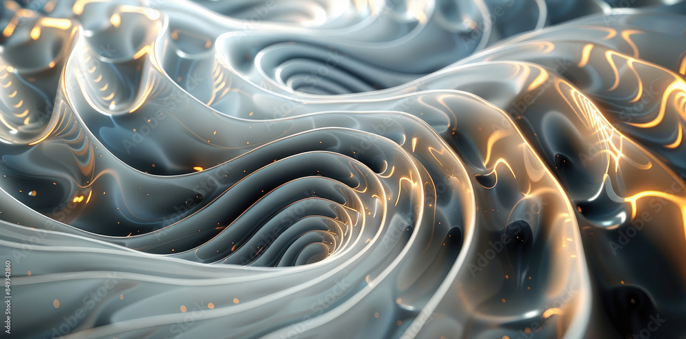 Aufkleber Sound visualization using 3D cymatic patterns in touchdesigner style. Generative AI.