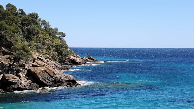 Cliffs on the Mediterranean in France in spring