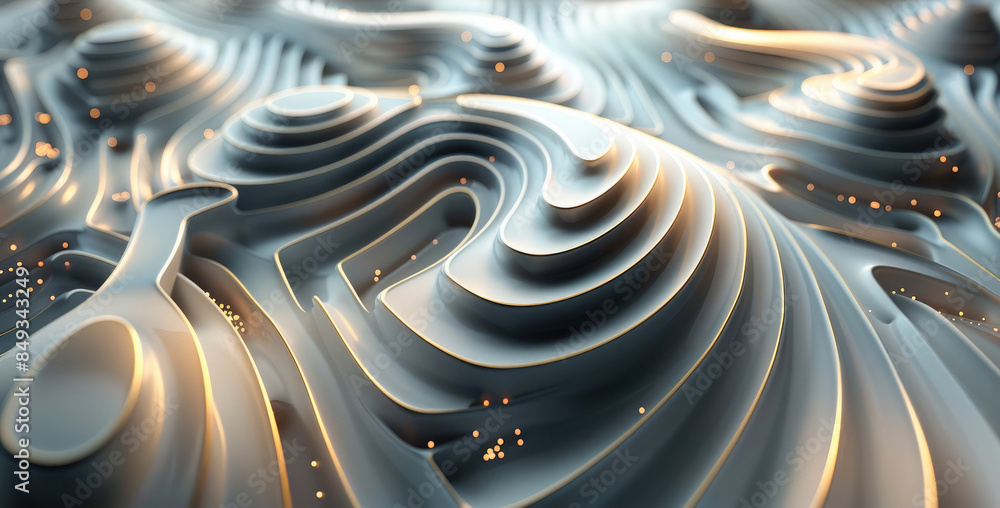Aufkleber Sound visualization using 3D cymatic patterns in touchdesigner style. Generative AI.