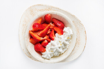 fresh strawberry with whipped cream