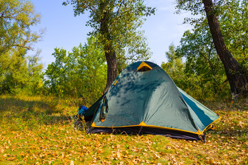 touristic tent stay on forest glade