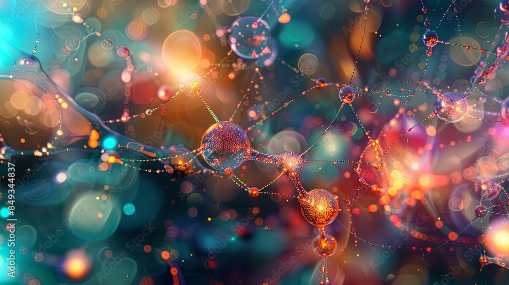 Poster A colorful and abstract image depicting a neural network with nodes and connections, illustrating the data processing and learning capabilities of AI. Generative AI