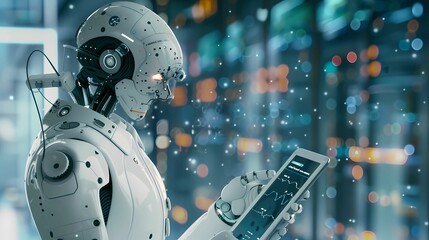 Fototapeta premium A medical technology, doctor use AI robots for diagnosis, care, and increasing accuracy patient treatment in future, Generative AI illustrations. 