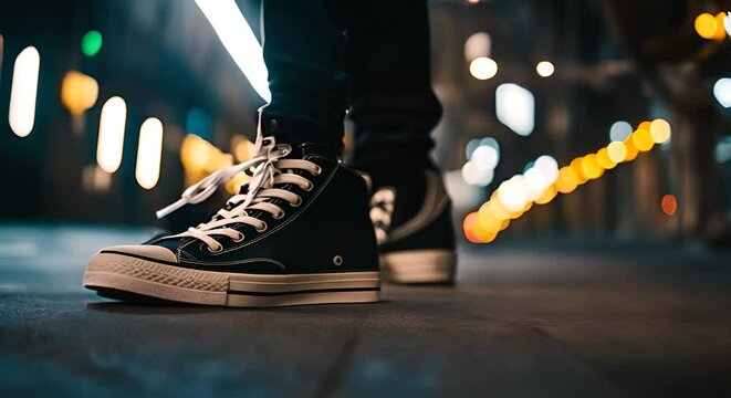 Young man with sneakers on the street.