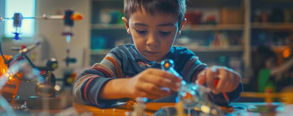 Kids making science projects for National STEM/STEAM Day, November 8th, engaging in hands-on learning, 4K hyperrealistic photo.
