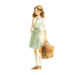 flight attendent vector illustration in watercolor style