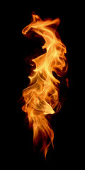 Burning torch fire on a black background.
