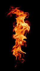 Fototapeta premium Burning torch fire on a black background.