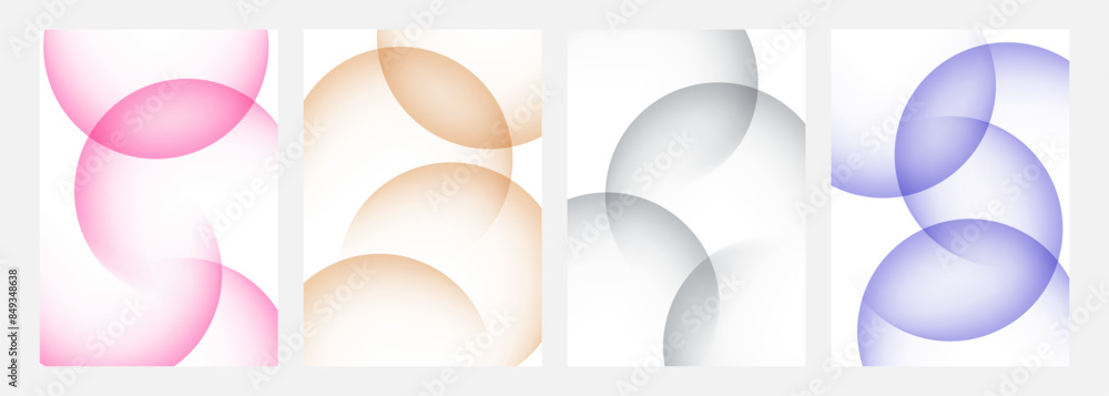 Leinwandbilder Set of color gradient round shapes. Futuristic abstract backgrounds with light soft colored spheres for creative graphic design. Vector illustration.