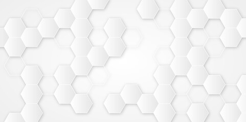 Fototapeta premium Hexagonal abstract metal background with light. Hexagon concept design abstract technology background vector hexagon pattern. Seamless background. Abstract honeycomb banner background. 