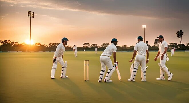 Cricket players in a match.