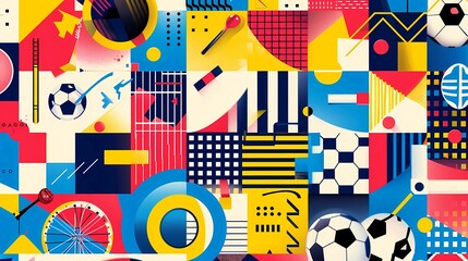 Obraz premium Abstract background of a brutalist geometric shapes and grids, Generative AI illustrations.