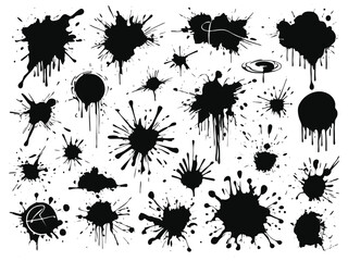 Flat design ink splash elements, Scrawls, and blots