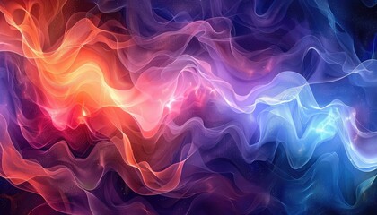 Obraz premium Vibrant colorful abstract smoke or wave design with a dynamic gradient of red, purple, and blue hues, creating a mesmerizing visual effect.