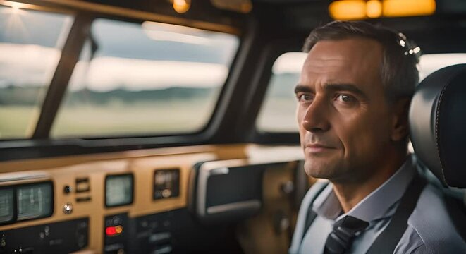 Train driver on a train.