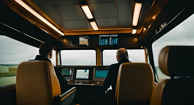 Train driver on a train.