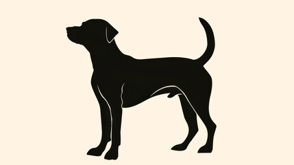 Silhouette of a Standing Dog on Beige Background