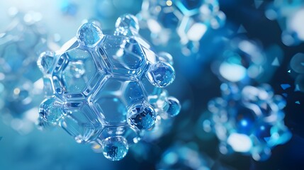 Visualization of nano particle molecules, symbolizing the concepts of nano medicine and nanotechnology in biotechnology. Depicts organic or inorganic polymeric spheres or capsules at the quantum level