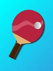 Racket tennis for ping pong and white ball. Red rackets. Balls white. Vector Illustration EPS10.