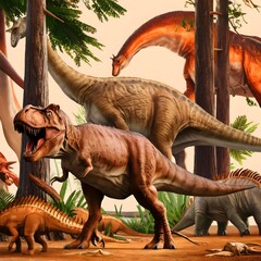 T Rex dinosaur background image ai generator 