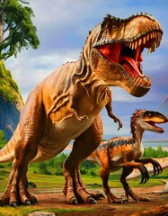 T Rex dinosaur background image ai generator 