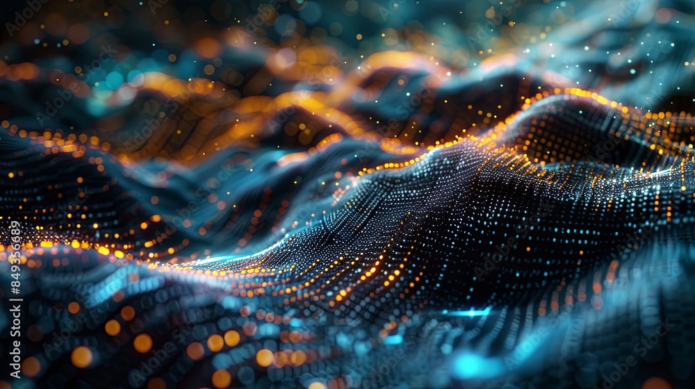 Leinwandbilder a digital abstract visualization of big data, showcasing massive information streams, complex graphs