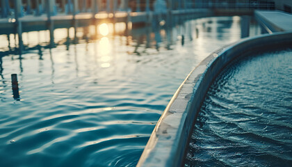 Obraz premium Urban water treatment plant purifies water for safe consumption in cities