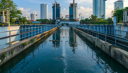 Urban water treatment plant purifies water for safe consumption in cities