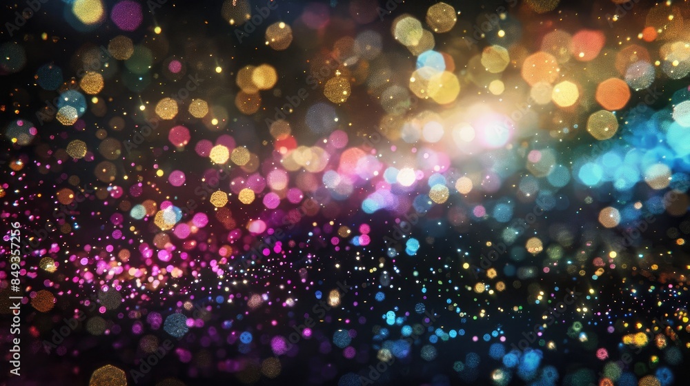 Poster bokeh particles displayed against a black backdrop