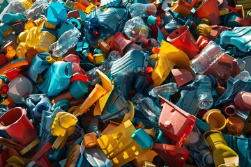 A pile of colorful plastic bags and containers