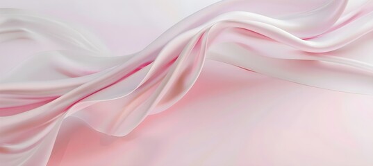 Obraz premium pink ribbon made of glass material with a light background, flowing curves, soft tones, light and shadow effects, abstract shapes, delicate texture, delicate details
