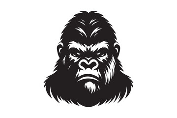 Silhouette of a roaring Gorilla face icon symbol vector illustration