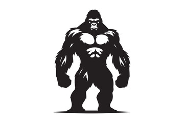 Silhouette of a roaring Gorilla face icon symbol vector illustration
