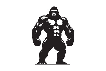 Silhouette of a roaring Gorilla face icon symbol vector illustration