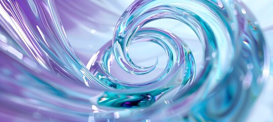 Fototapeta premium A blue swirl of liquid, with a white background and light purple tones. The center is filled with spiral curves that create an abstract visual effect