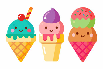 set of sweet ice cream vector illustration