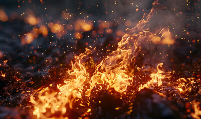 fire spark burn on dark background