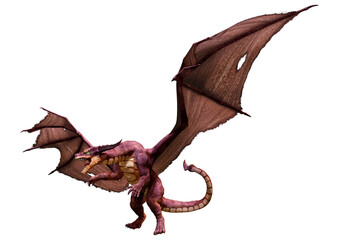 3D Rendering Fairy Tale Dragon on White