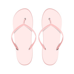 Light pink couple beach flip flops isolated on white background.Vector illustration of summer shoes.