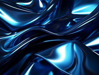 Fototapeta premium Abstract shiny blue metallic waves background, perfect for modern design, art projects, and technological themes.