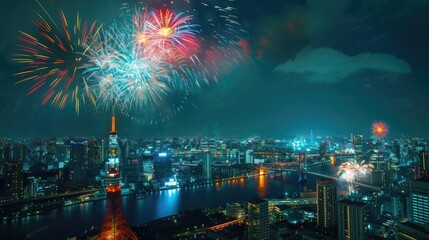 Fireworks Displays  Capturing the grandeur of summer fireworks over Tokyo Bay or other famous locations