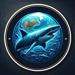 Shark logo and symbol for world ocean day