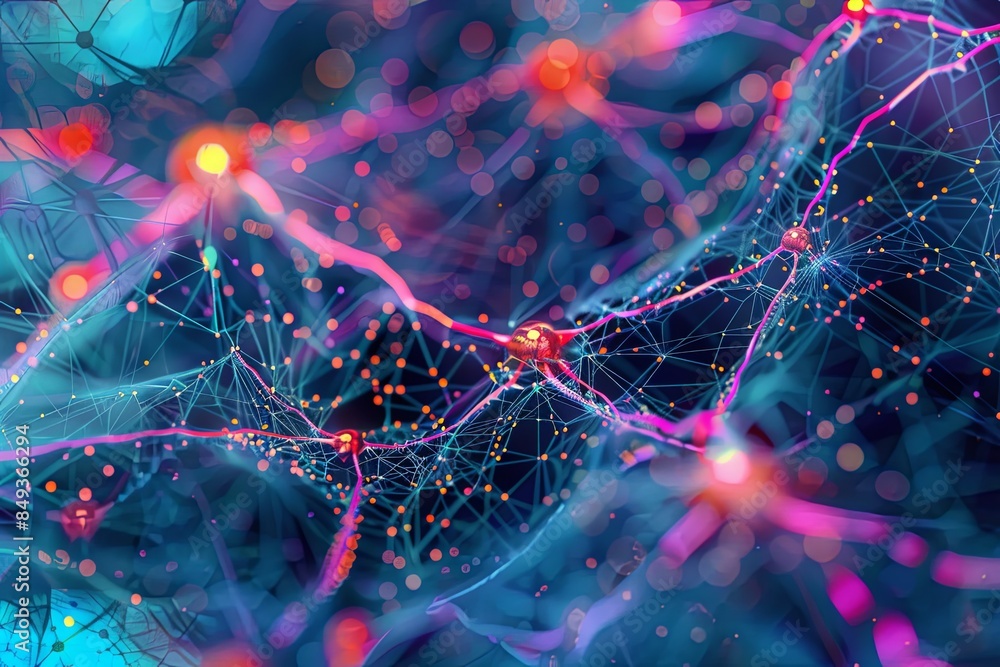Leinwandbilder a digital illustration depicting a neural network, showcasing the interconnected nodes and pathways 