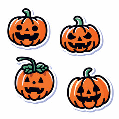Set of halloween pumpkin collection hand drawn illustration