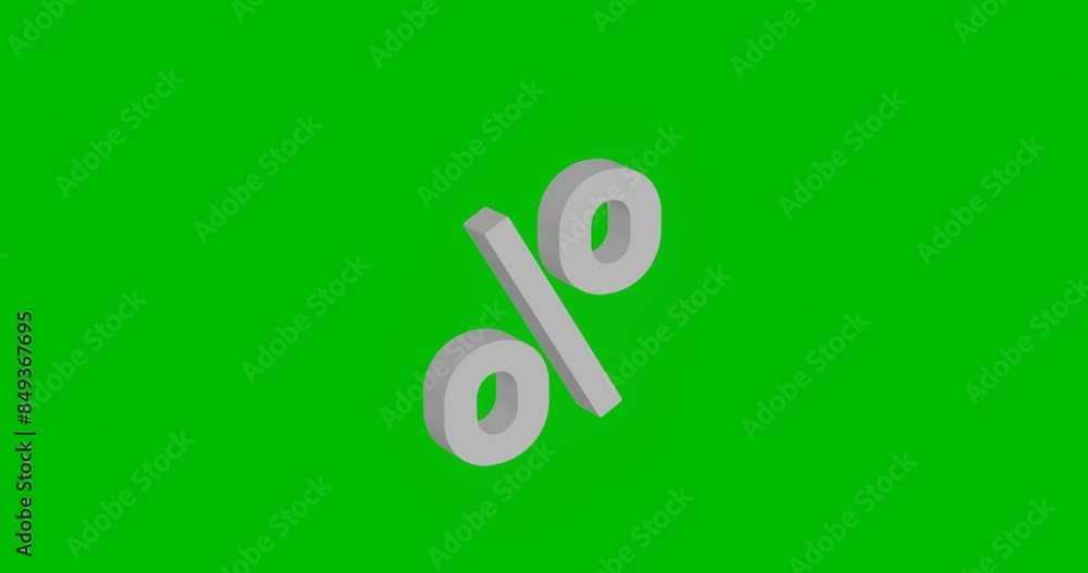 Poster animation of rotation of a white percent symbol with shadow. simple and complex rotation. seamless l